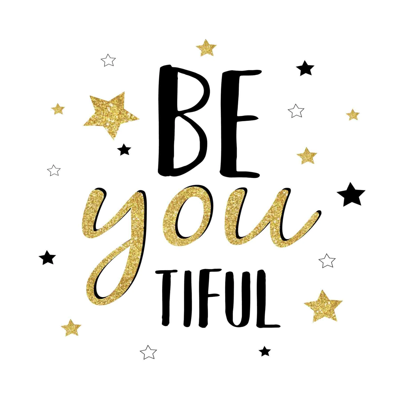 Be You-tiful Gold Glitter Stars Wall Art