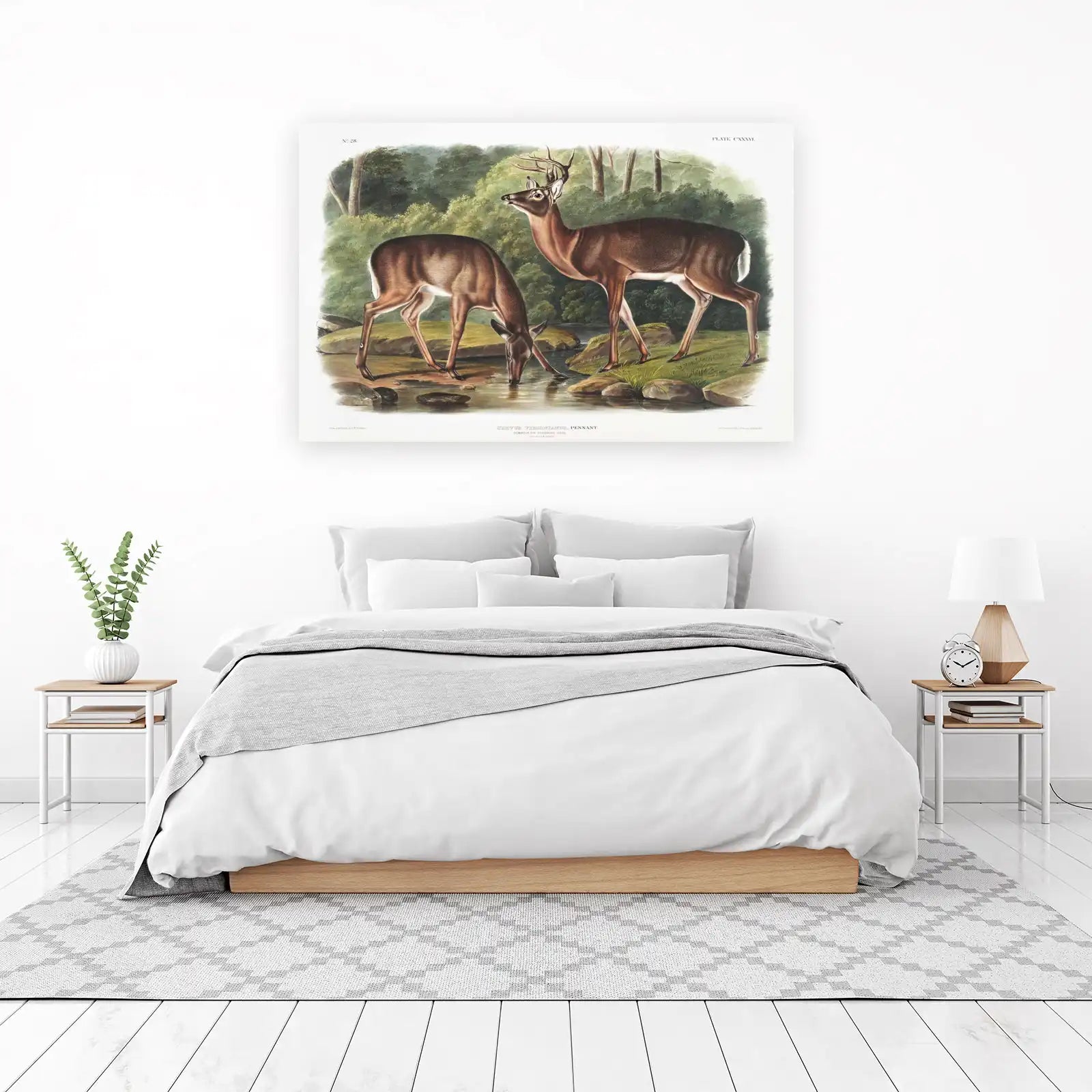 Vintage Deer Nature Scene Wall Art