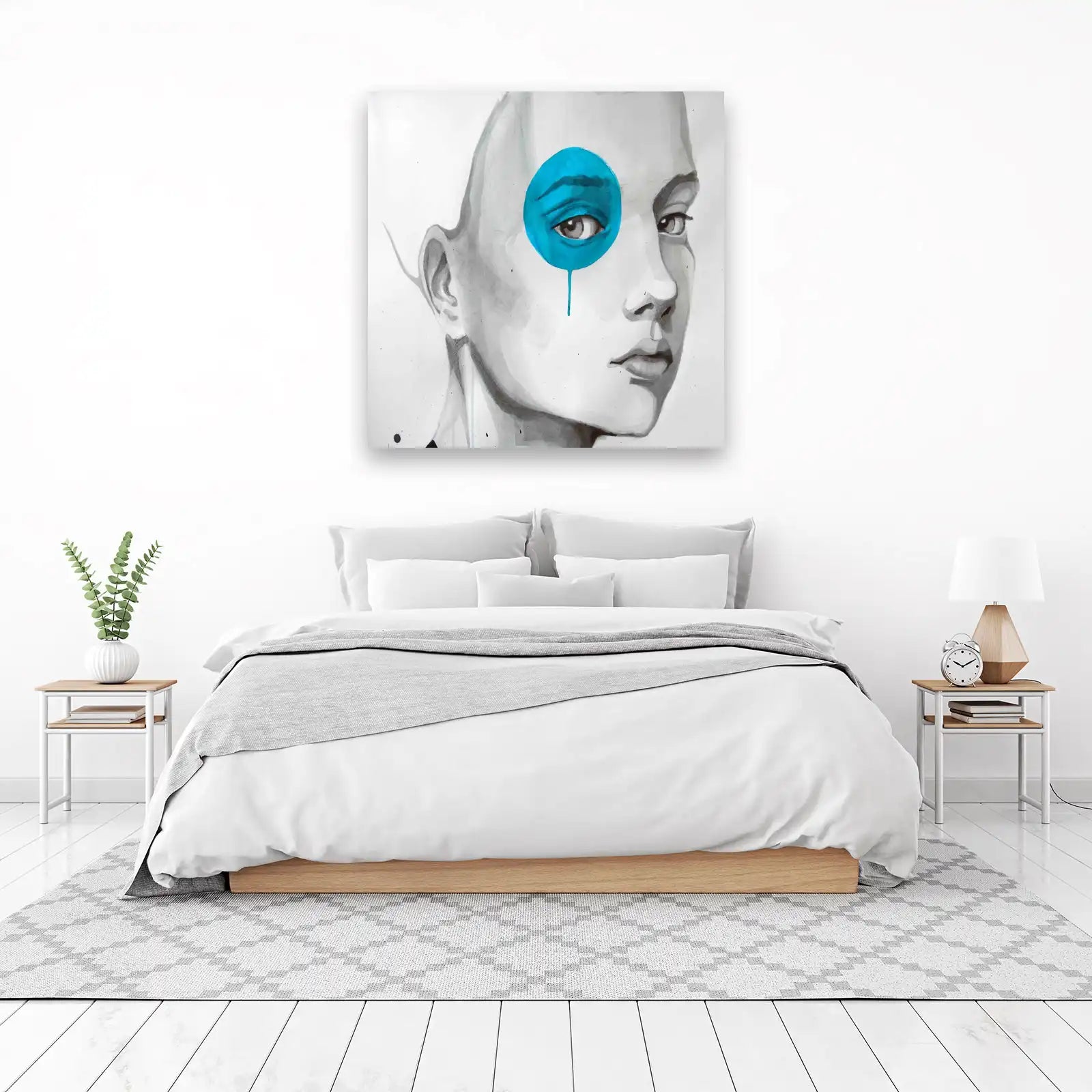 Abstract Teal Eye Portrait Wall Art