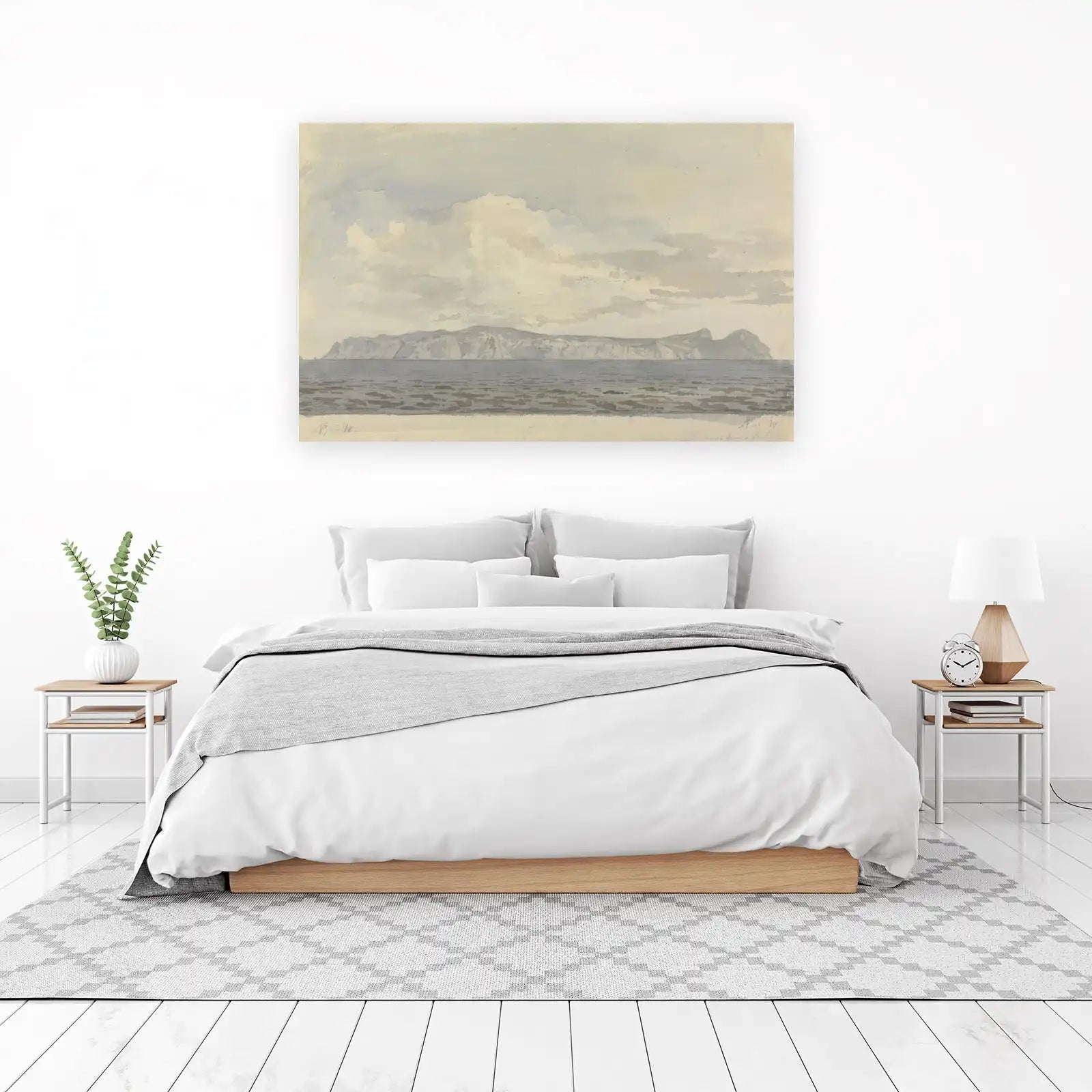 Serene Coastal Landscape Watercolour Wall Art