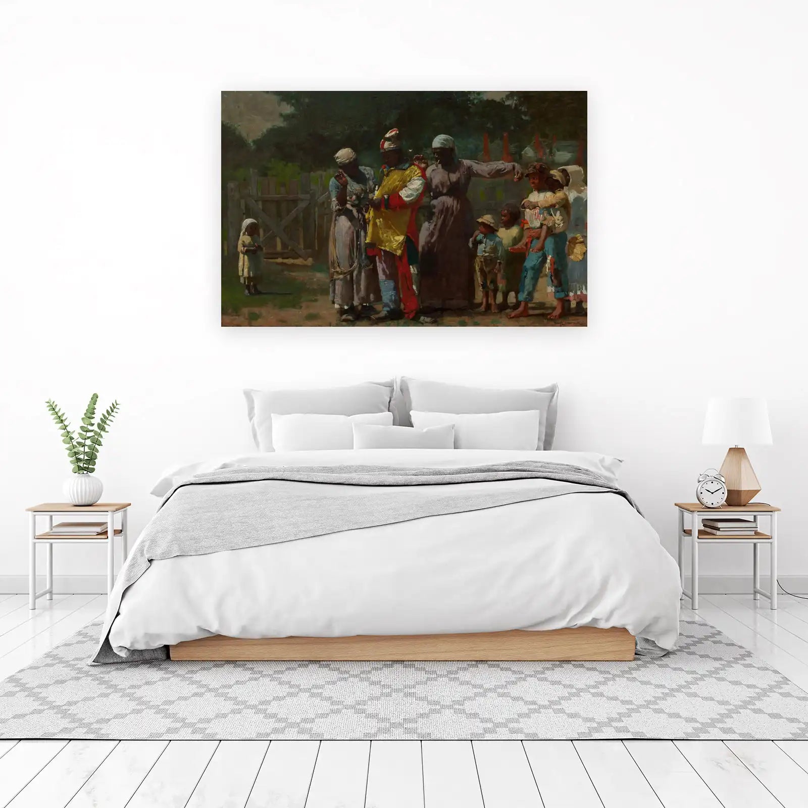 Vibrant Folk Scene Oil Painting Wall Art