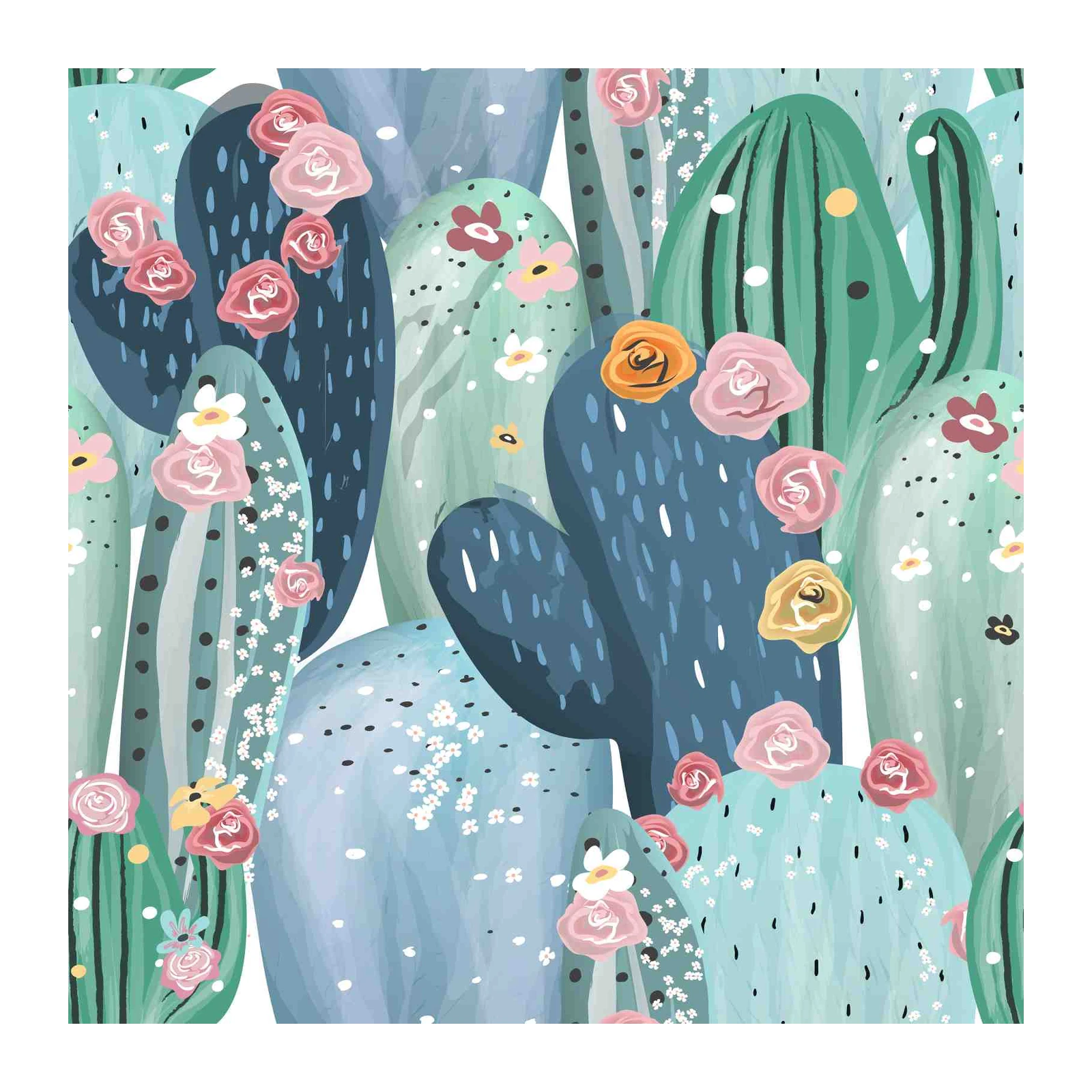 Whimsical Cactus Blooms Wall Art