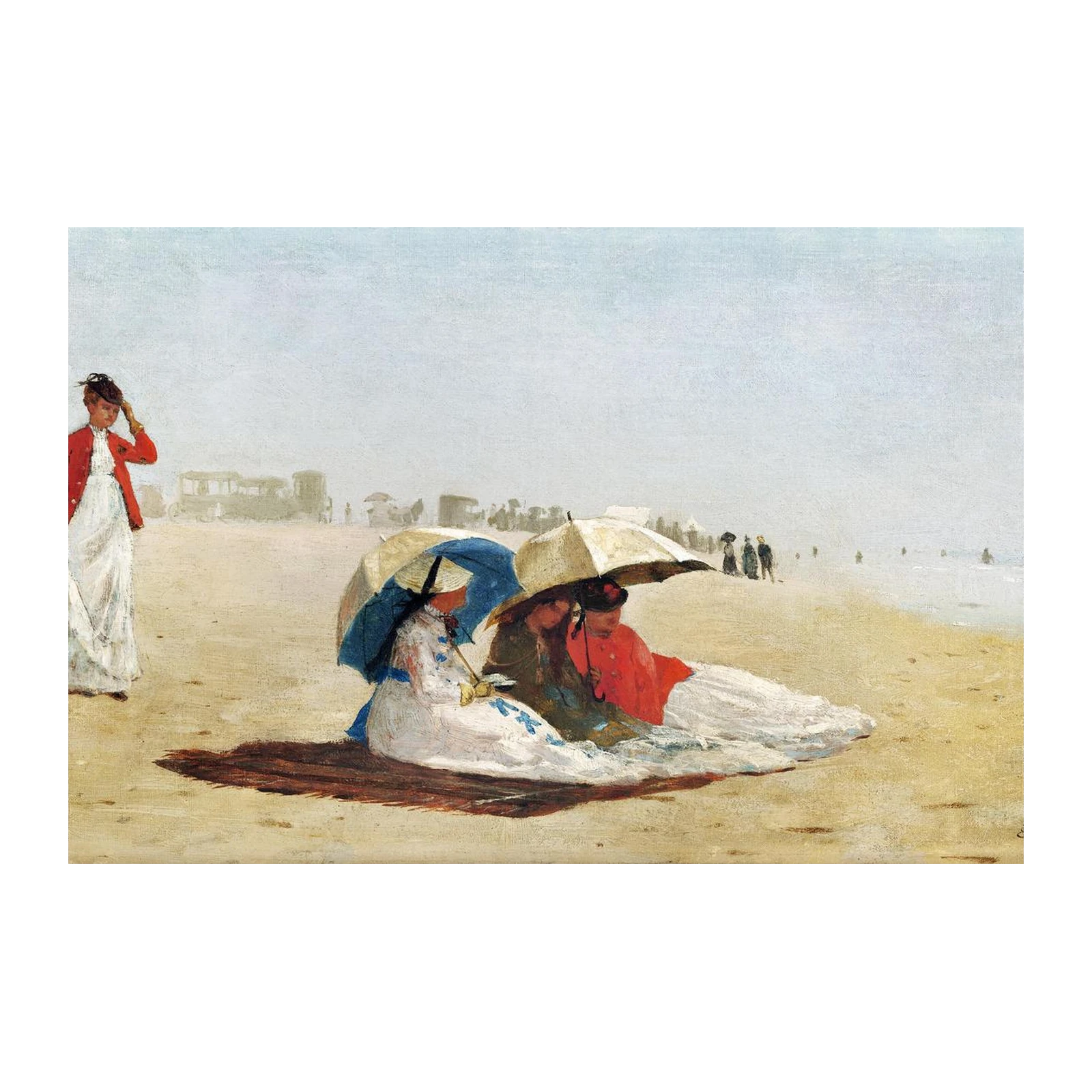 Vintage Beach Scene Umbrella Ladies Wall Art