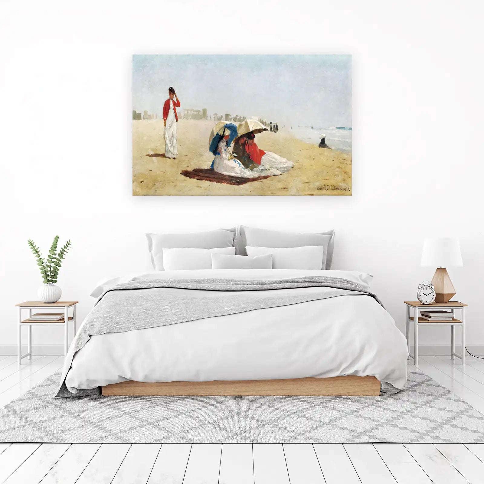 Vintage Beach Scene Umbrella Ladies Wall Art