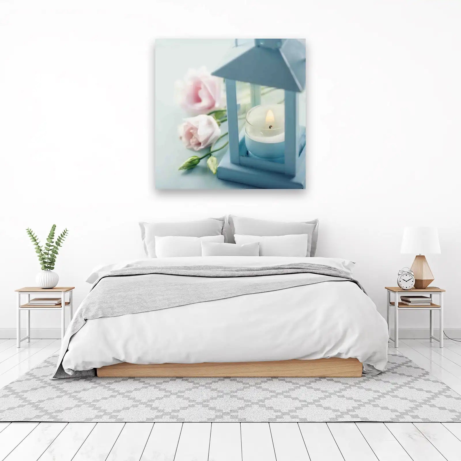 Serene Pastel Blossom Candle Lantern Wall Art