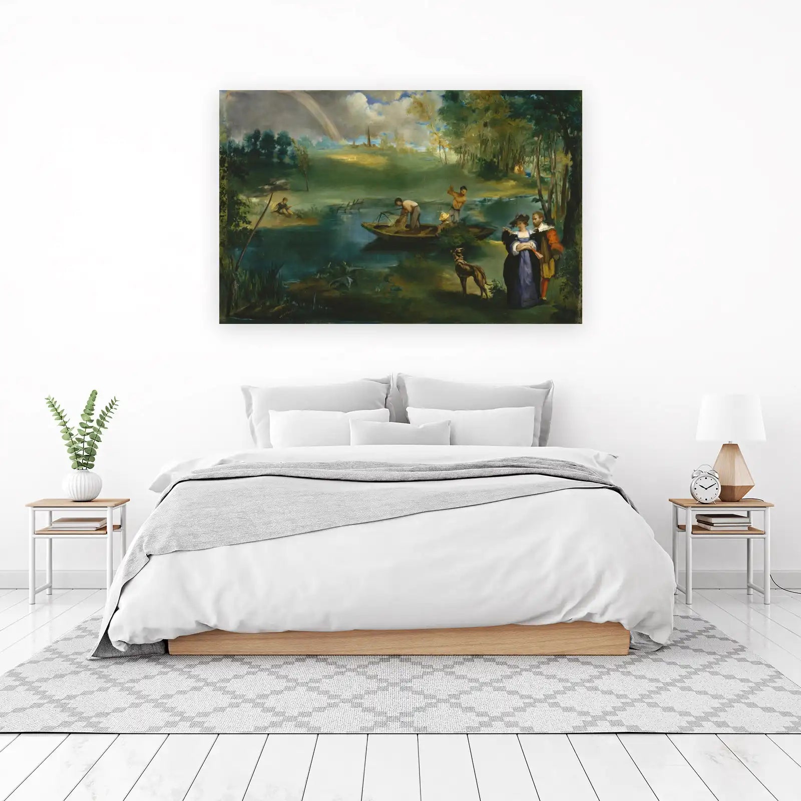 Rustic River Scene Couple & Fishermen Wall Art