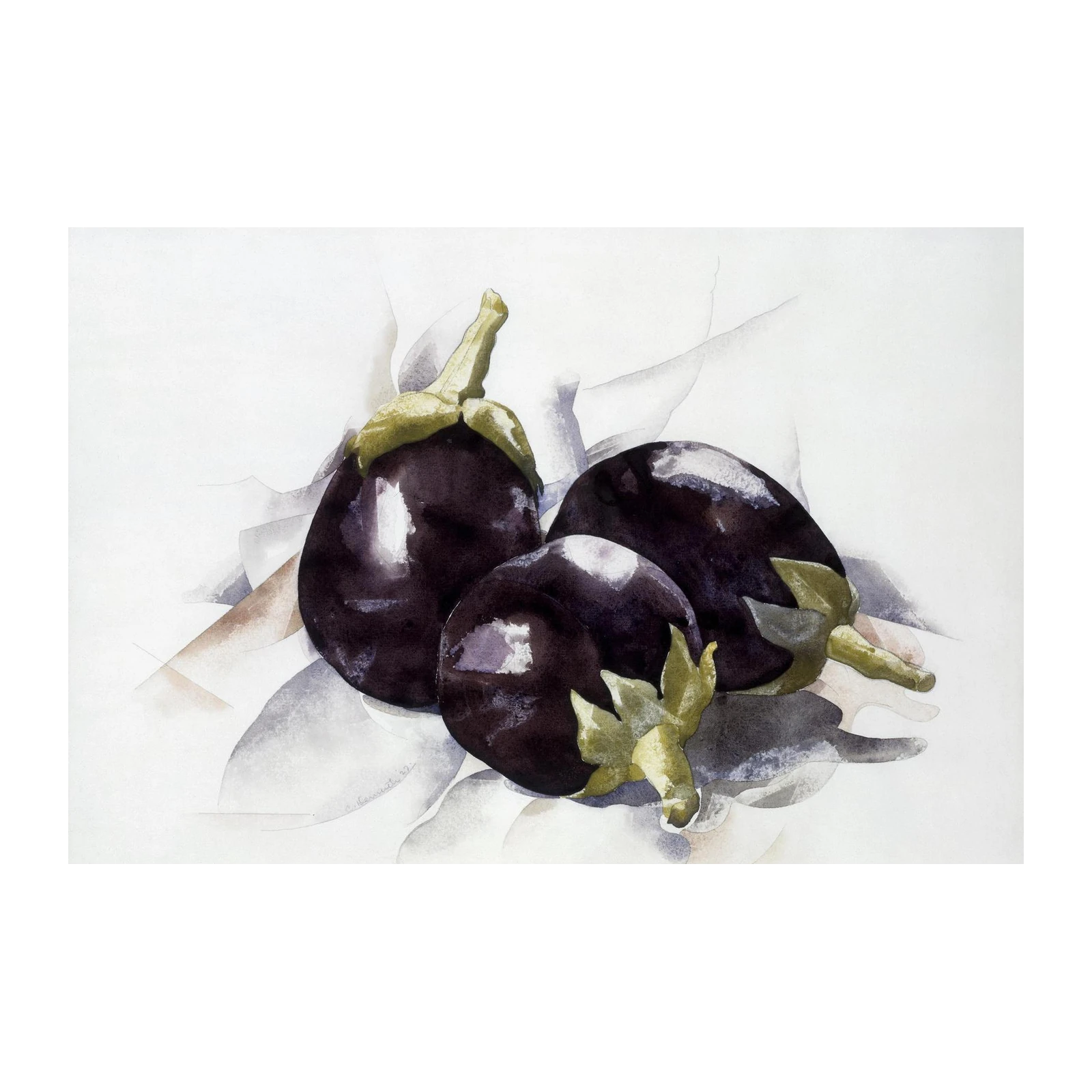 Elegant Eggplant Watercolor Still Life Wall Art