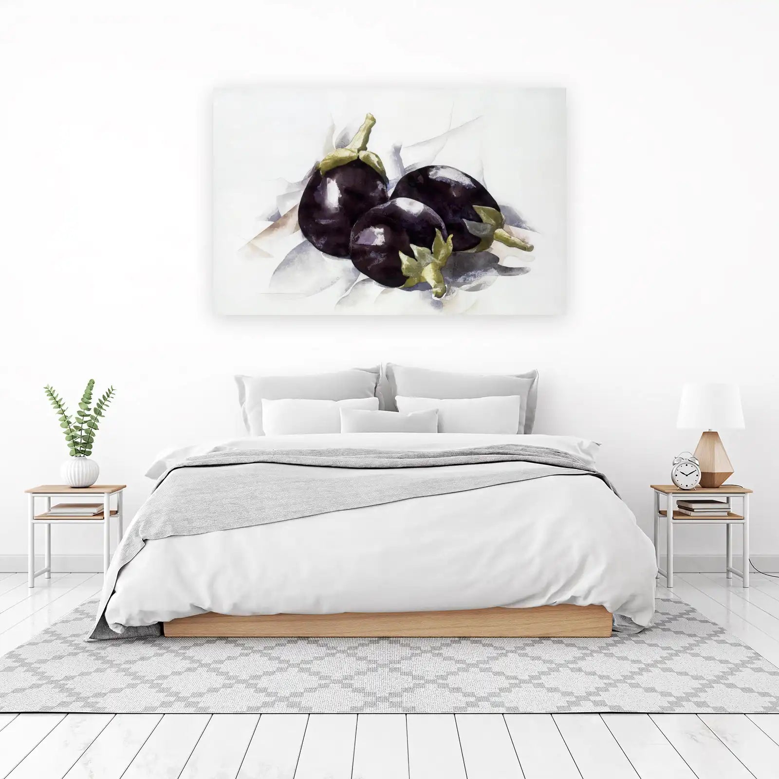 Elegant Eggplant Watercolor Still Life Wall Art