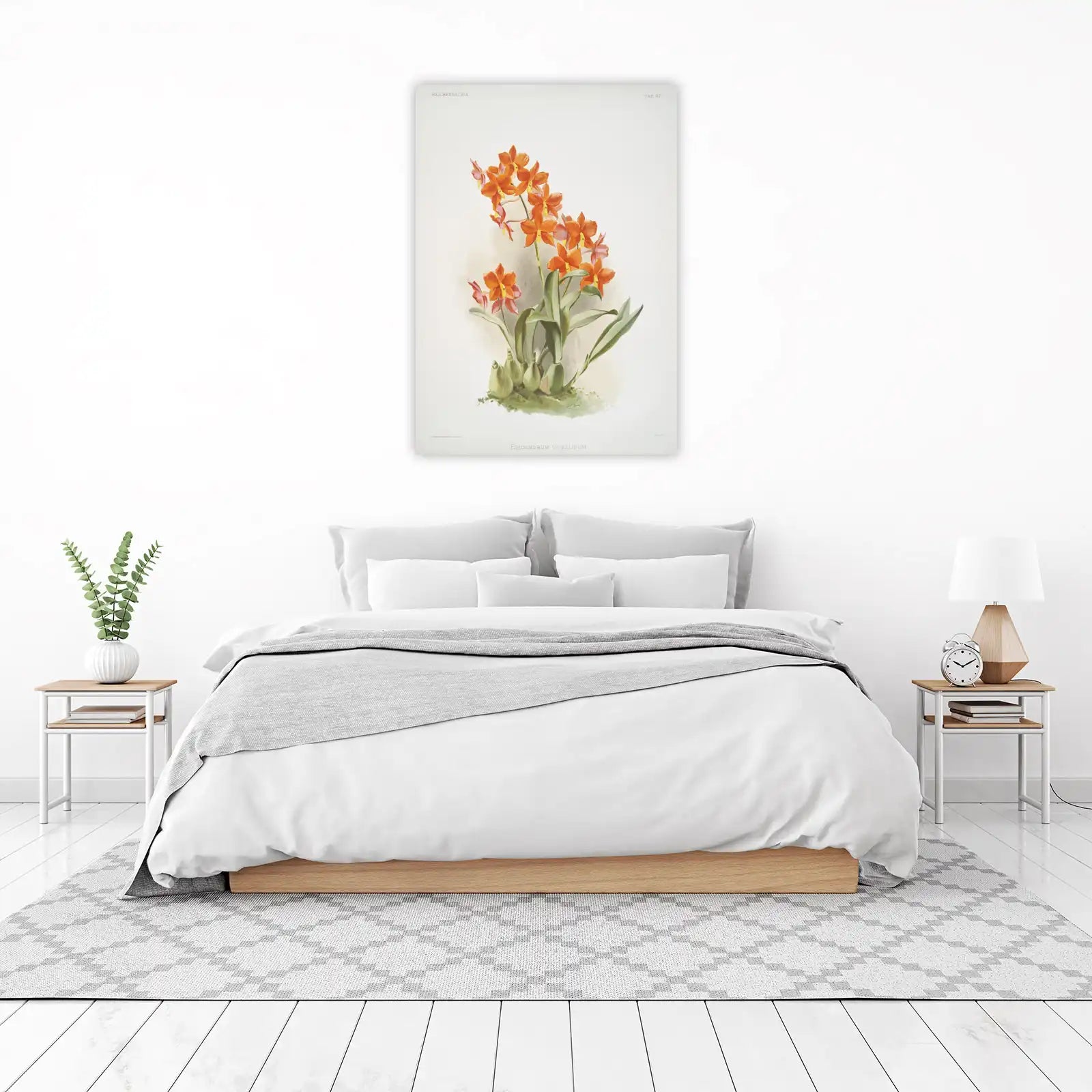 Vibrant Orange Orchid Botanical Wall Art