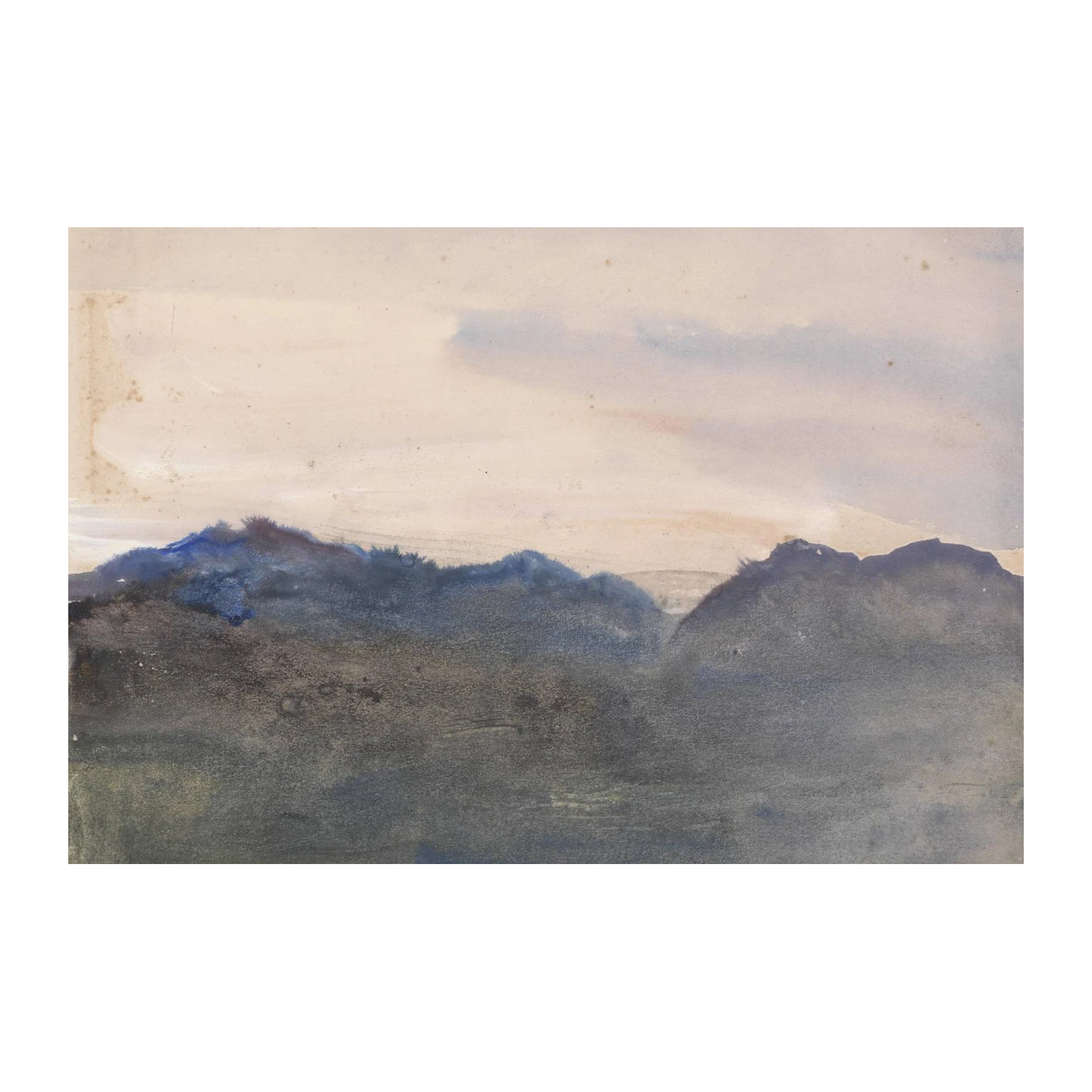 Serene Mountain Landscape Watercolor Wall Art