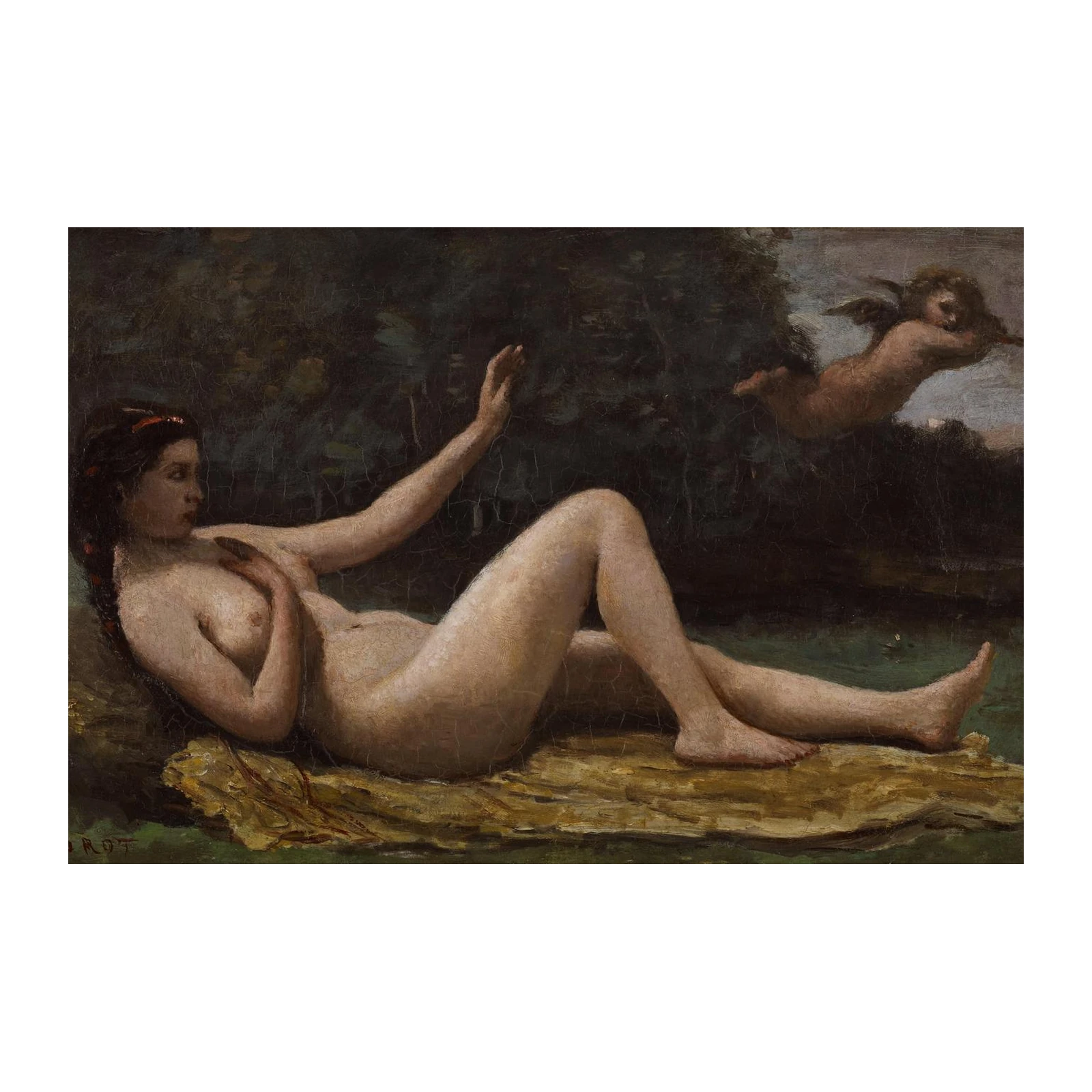 Classical Nude with Cupid Oil Painting Wall Art