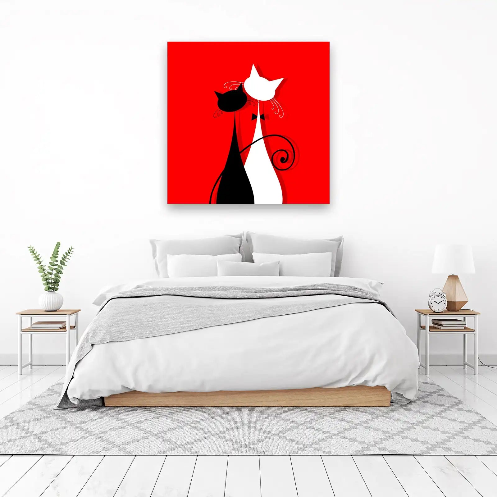 Chic Black & White Cats Wall Art