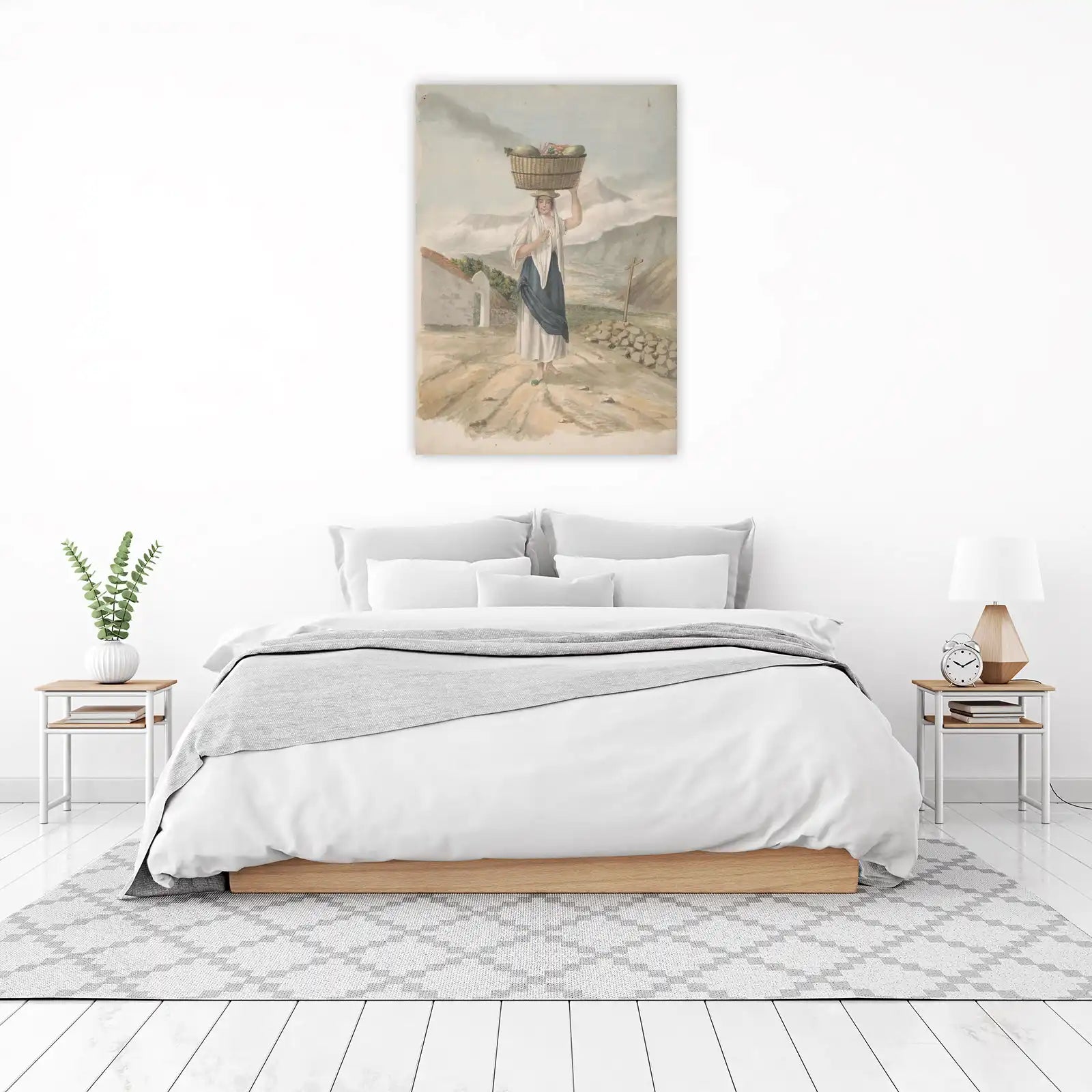 Woman with Fruit Basket Wall Art - Vintage Art