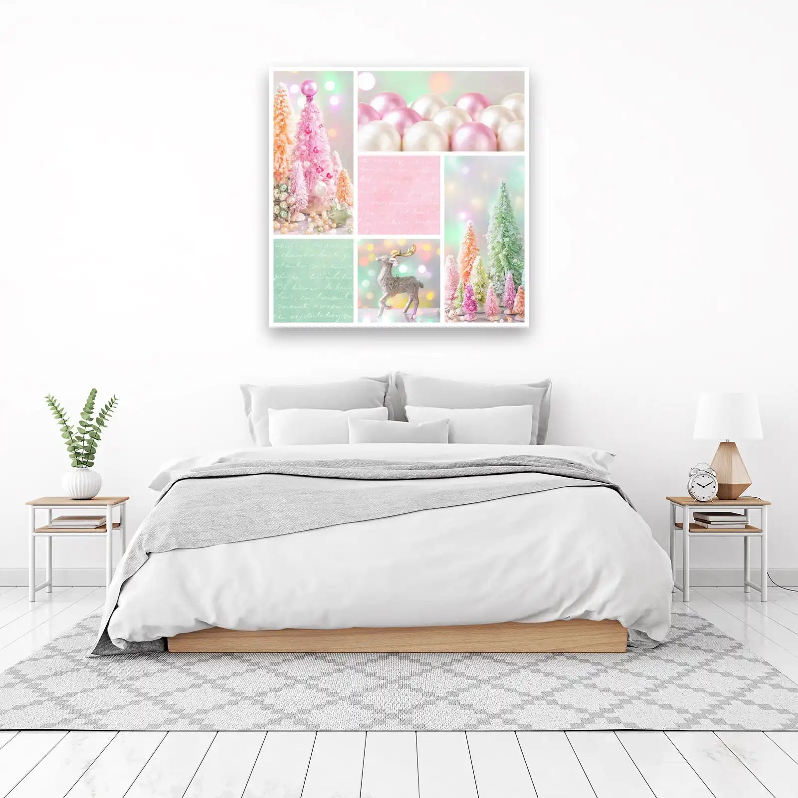Pastel Christmas Trees & Reindeer Wall Art