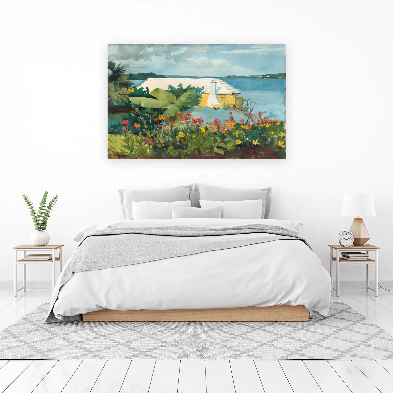 Tropical Seascape Yellow House Wall Art