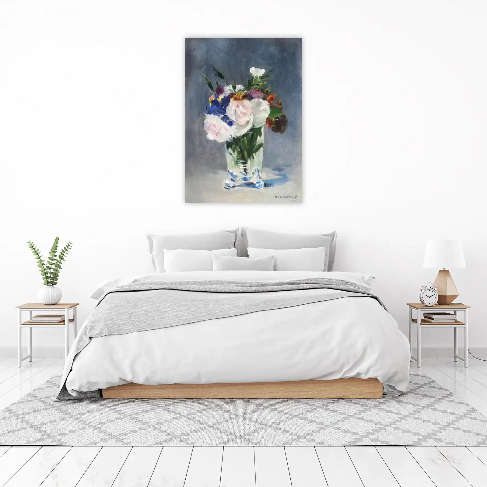 Impressionist Floral Bouquet on Gray Wall Art
