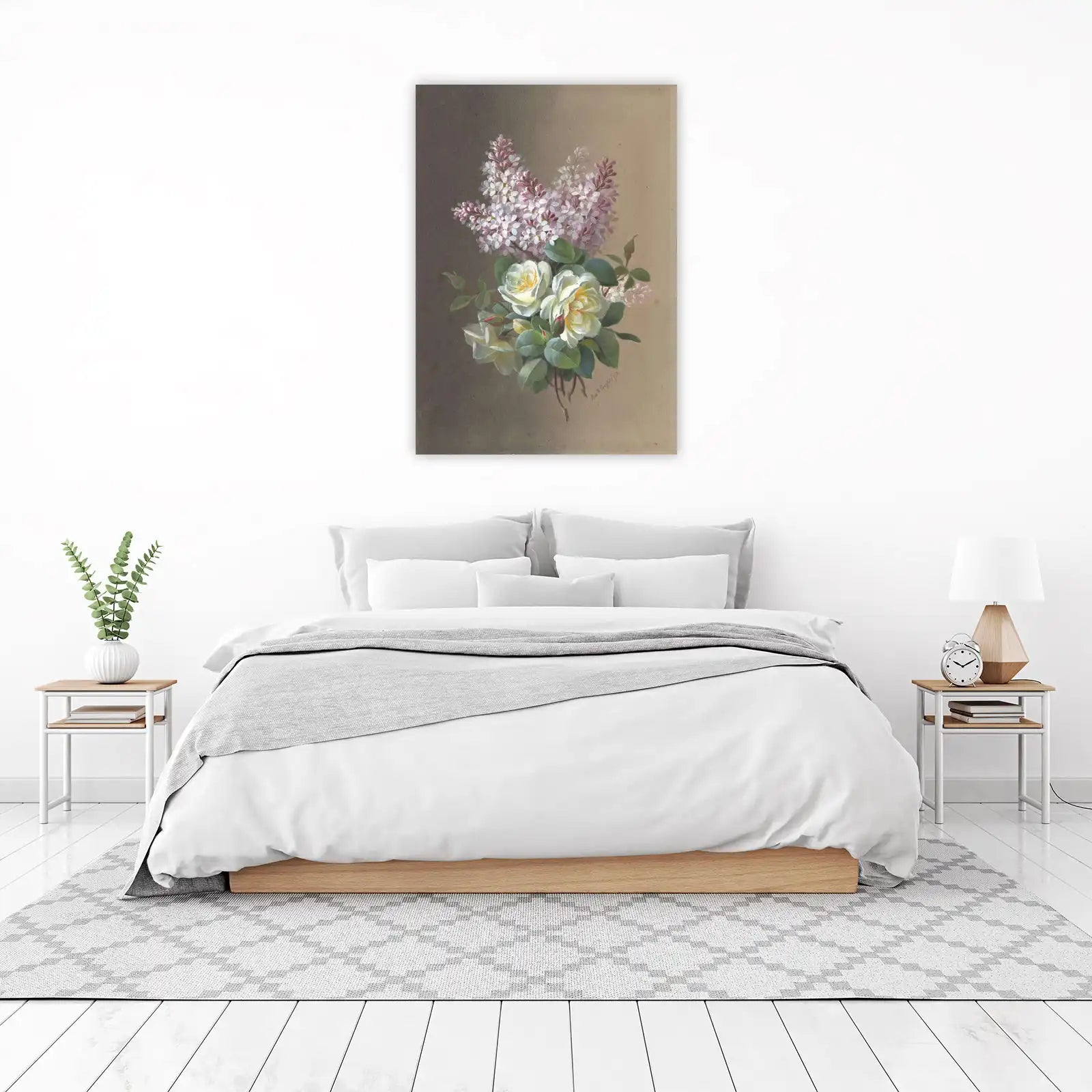 Vintage Rose & Lilac Floral Bouquet Wall Art