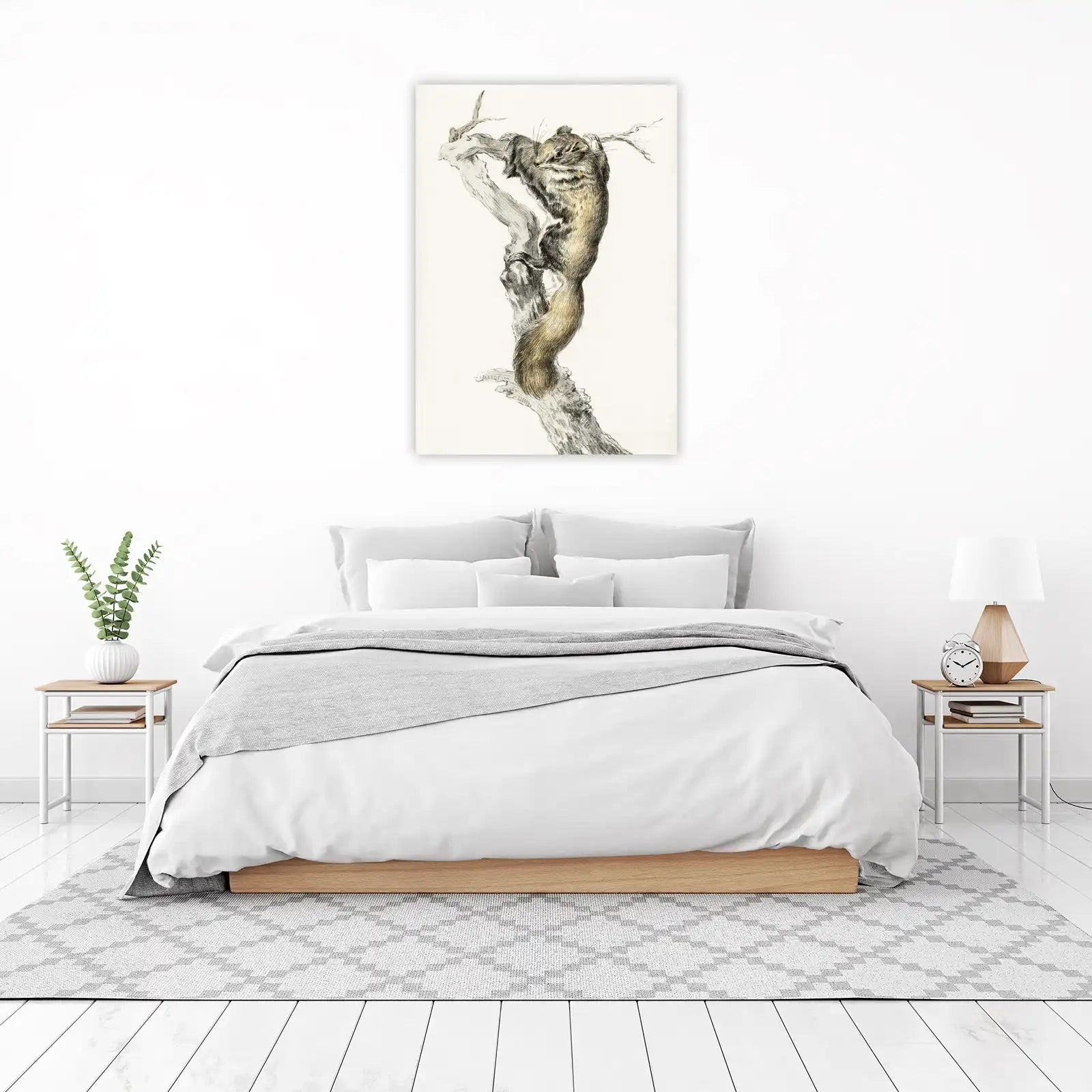 Vintage Squirrel Climbing Tree Wall Art