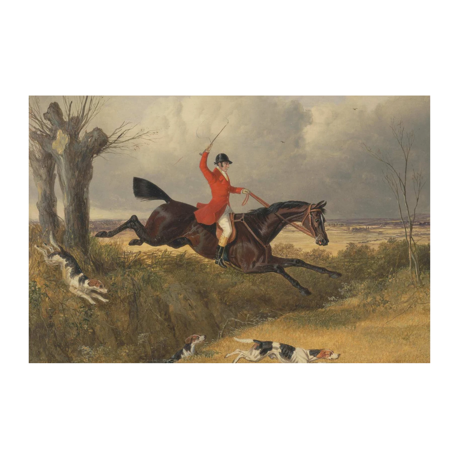 Thrilling Fox Hunt Jumping Horse & Hounds Wall Art