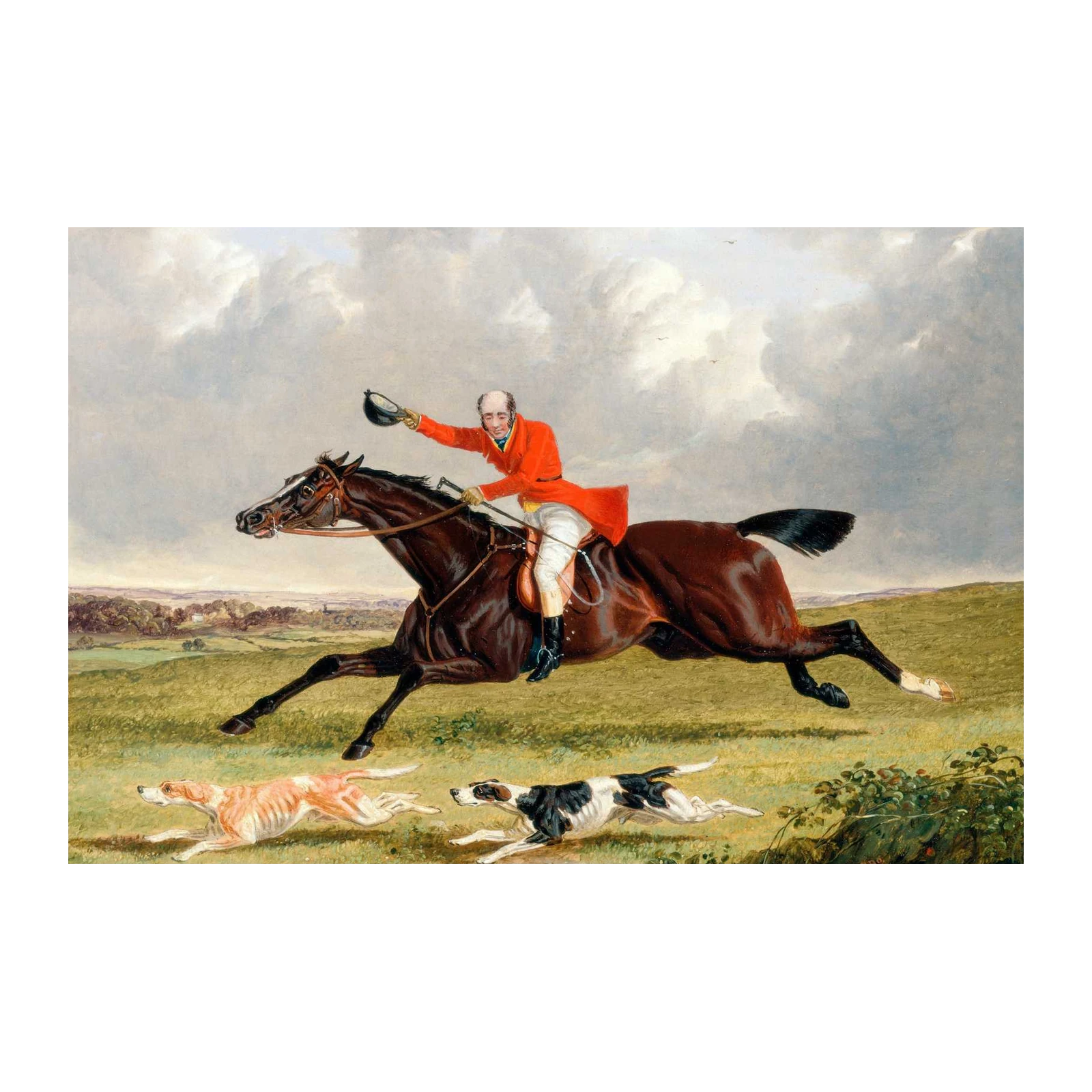 Vibrant Fox Hunt Horse & Dogs Wall Art