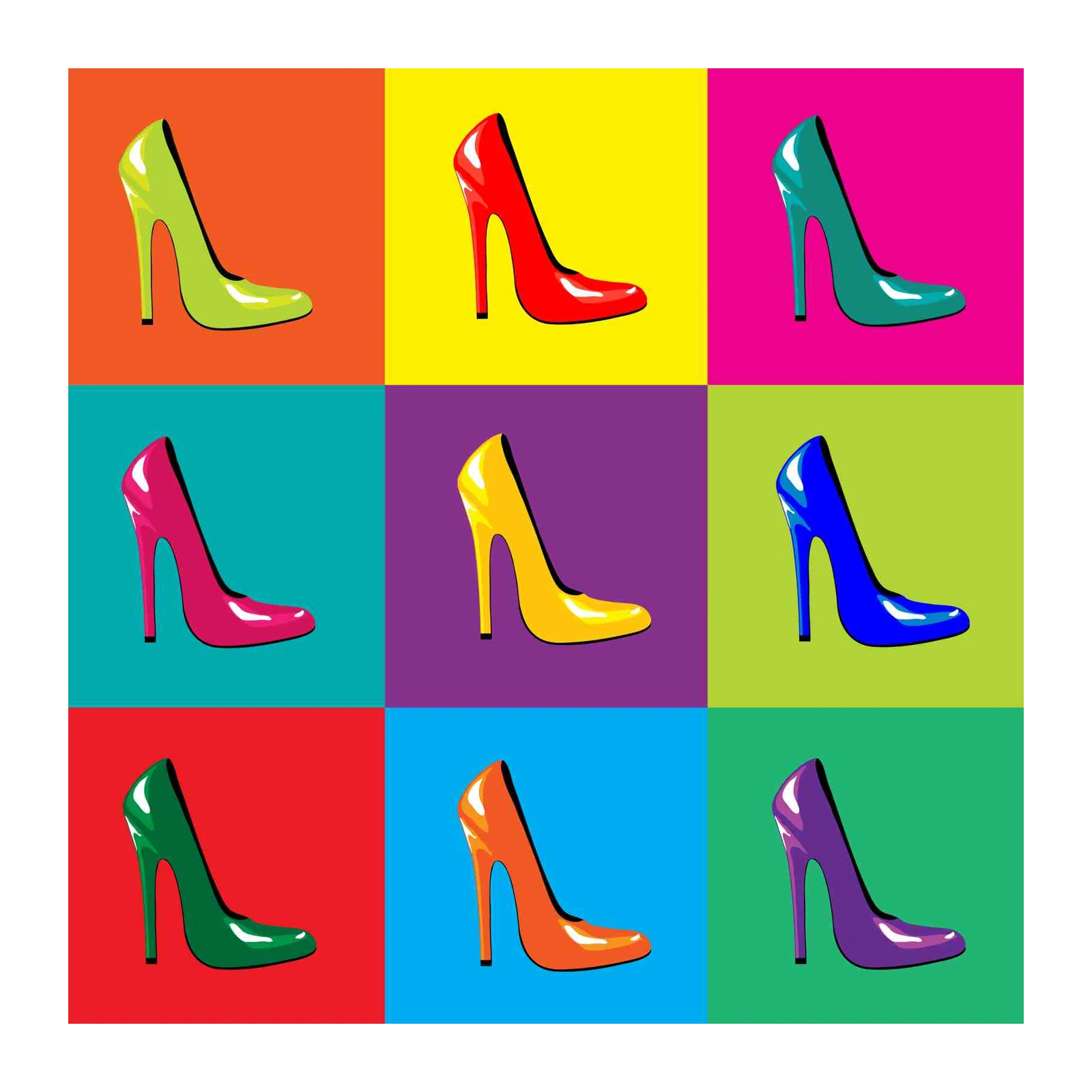 Vibrant Pop Art Stiletto Heels Wall Art