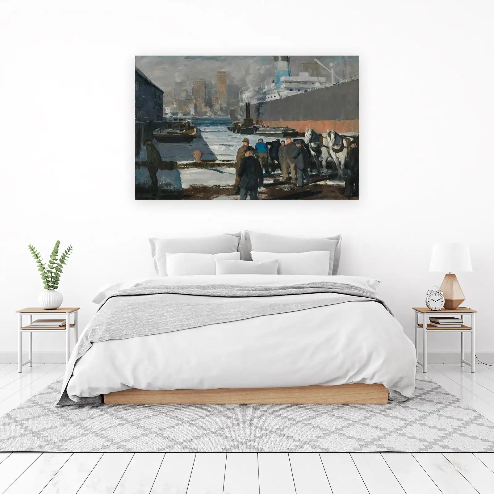 Vintage Harbor Scene Horse & Ship Wall Art