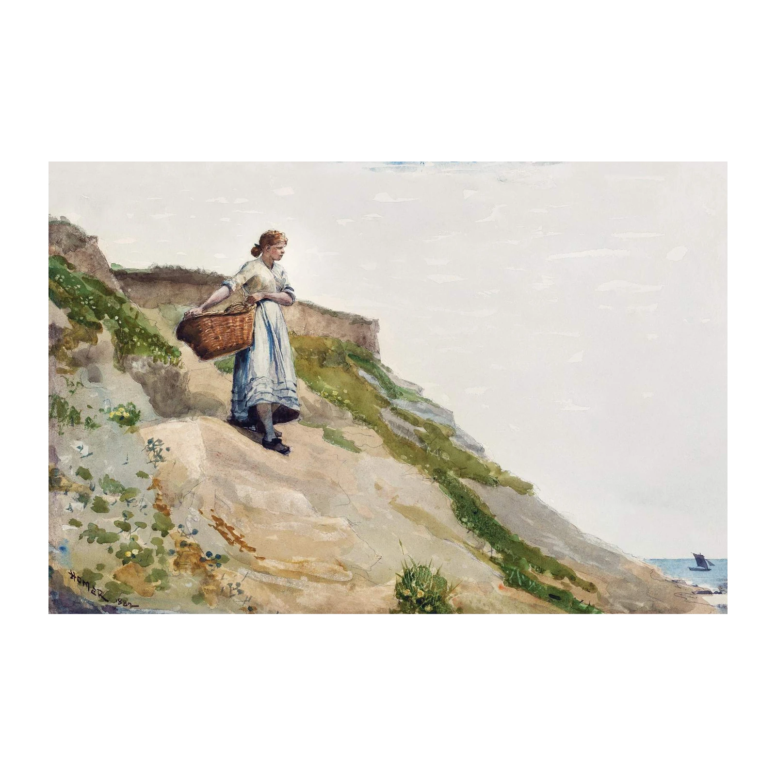 Coastal Woman with Basket Wall Art