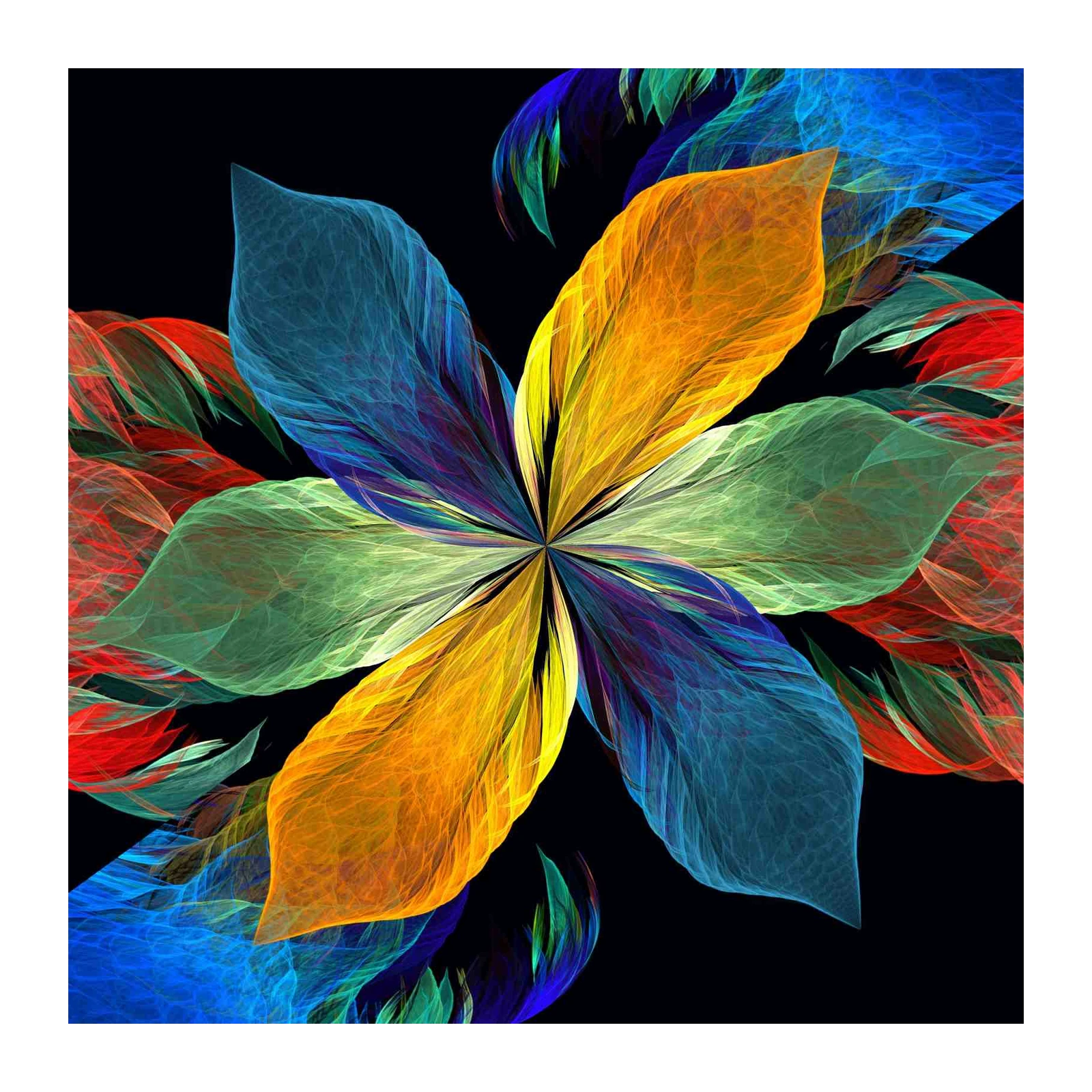 Vibrant Fractal Flower Wall Art