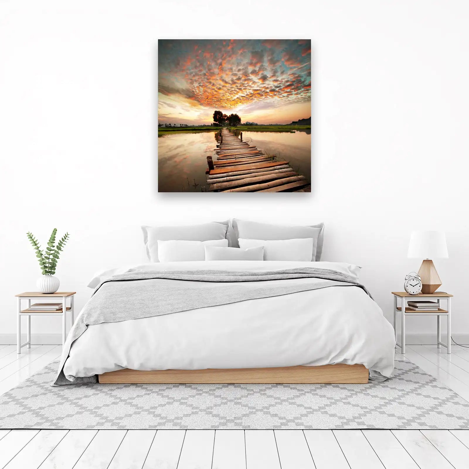 Tranquil Sunrise Pier Landscape Wall Art