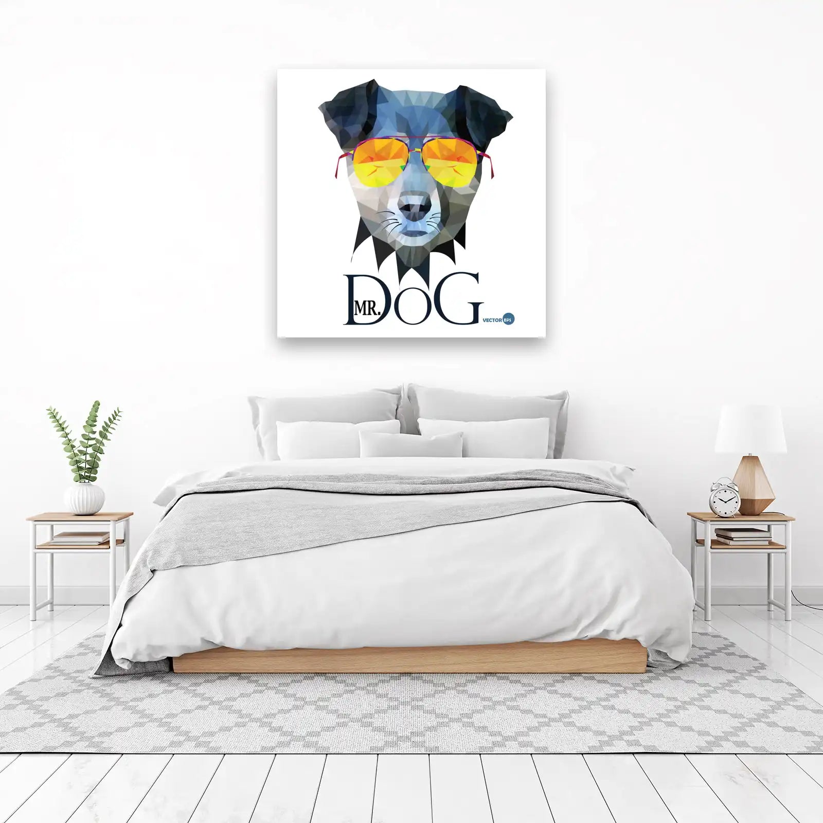 Cool Geometric Dog Sunglasses Wall Art