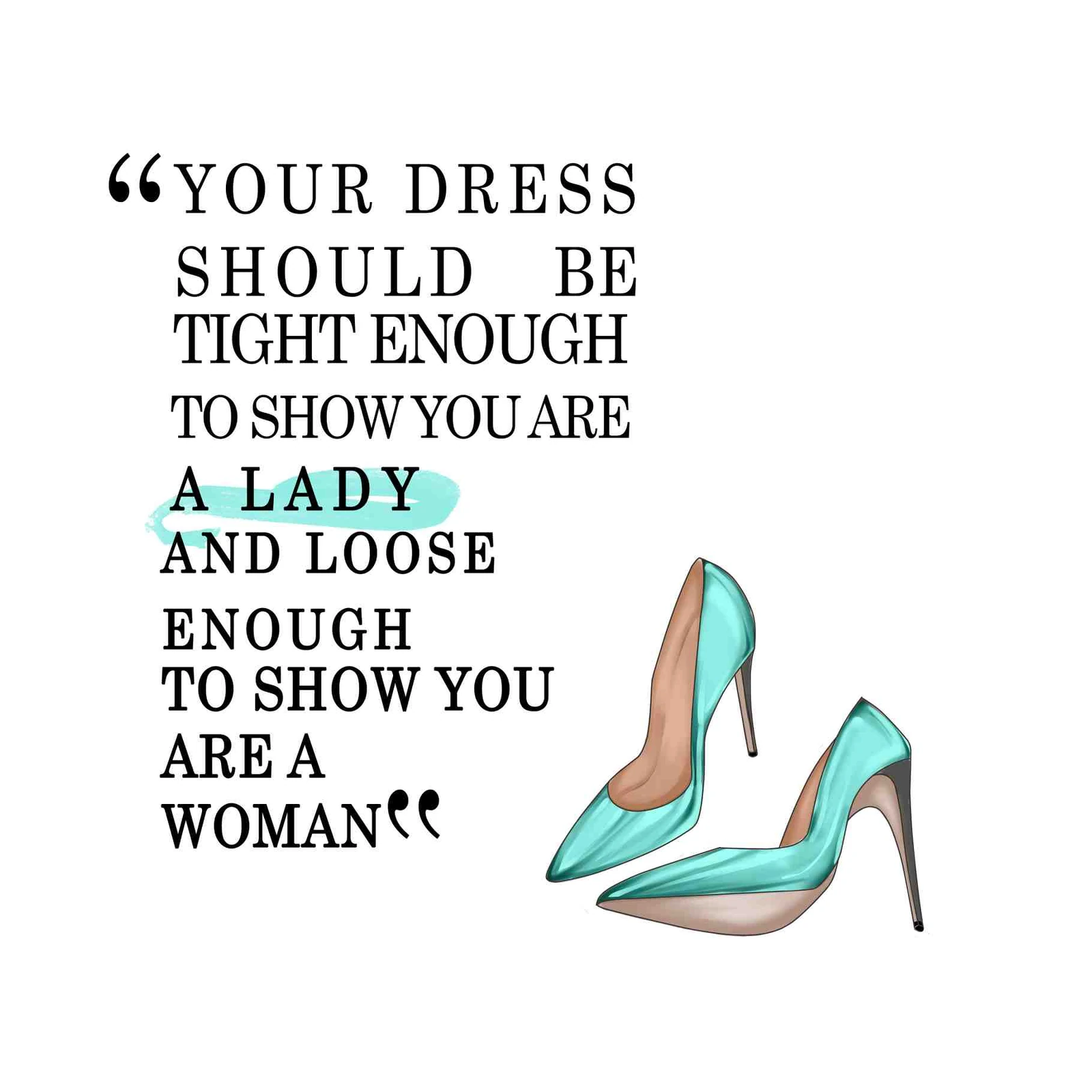 Empowering Woman Quote Teal Heels Wall Art