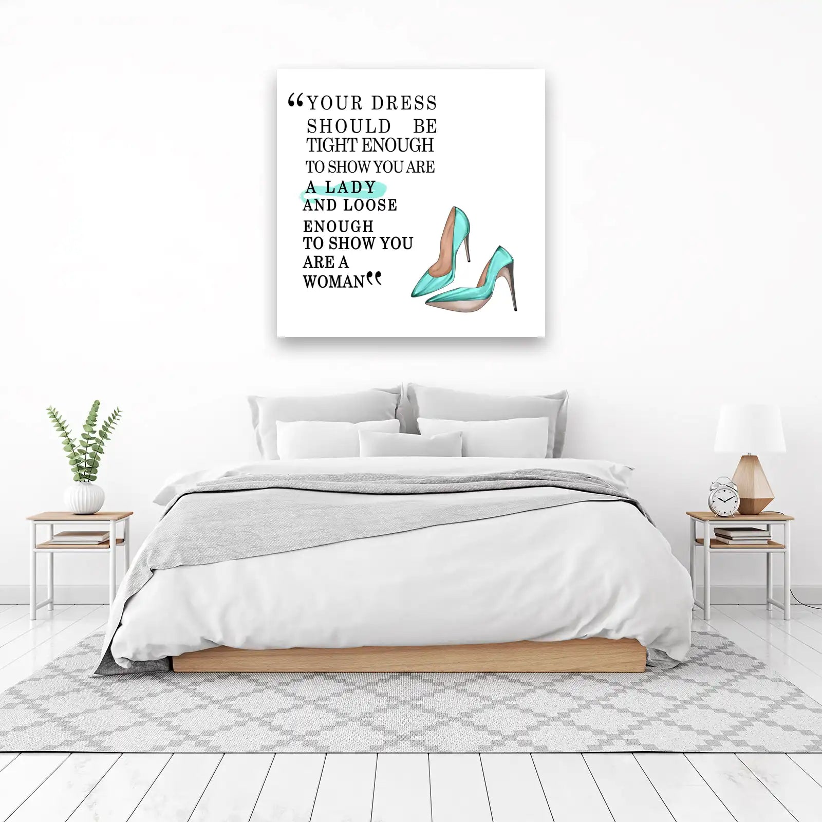 Empowering Woman Quote Teal Heels Wall Art