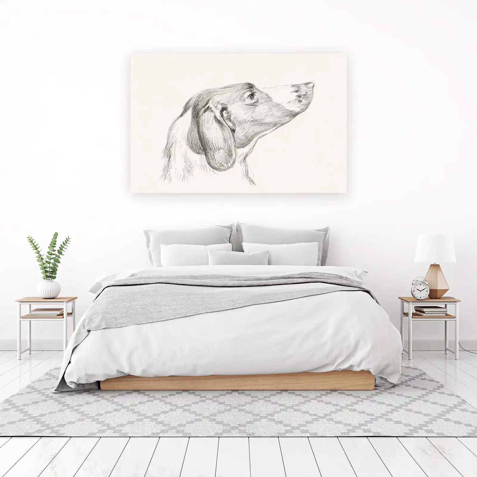 Elegant Hound Dog Pencil Sketch Wall Art