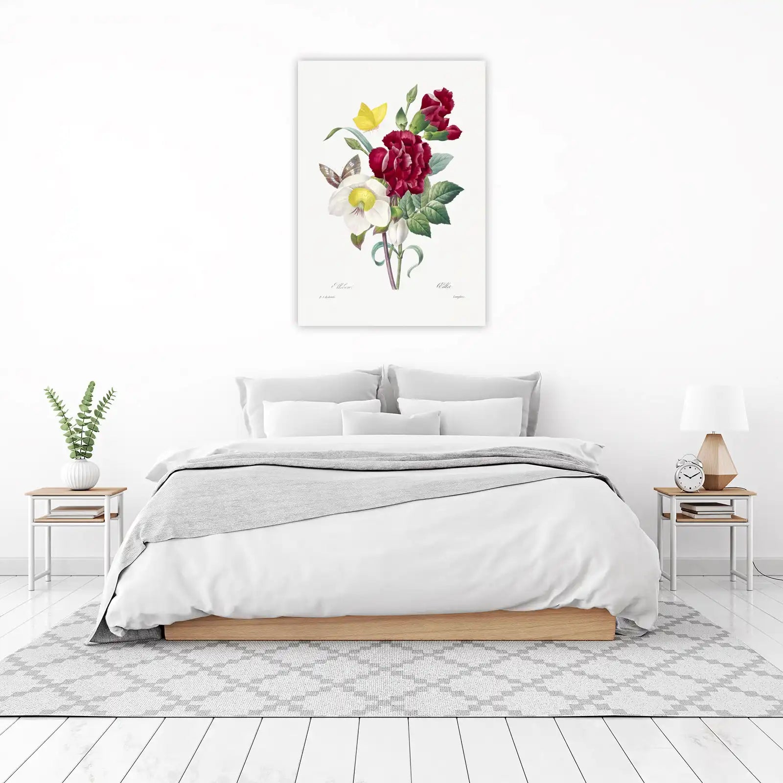 Vintage Botanical Carnation & Butterfly Wall Art