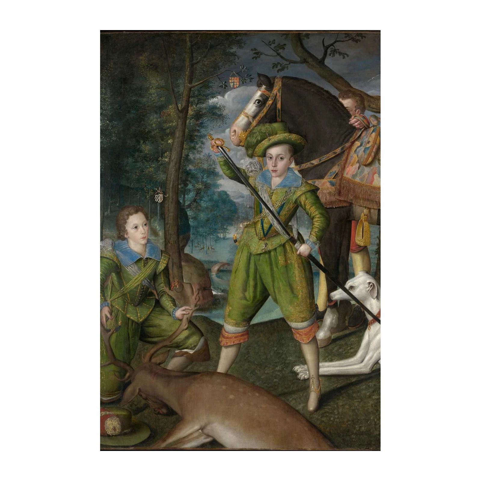 Royal Hunting Scene Boys Green Tunic Wall Art