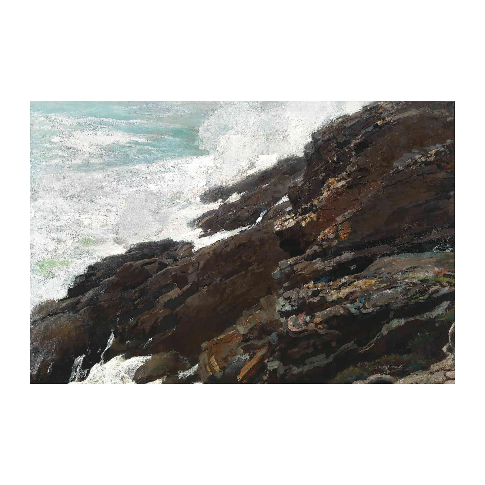 Stormy Coastal Rocks Seascape Wall Art