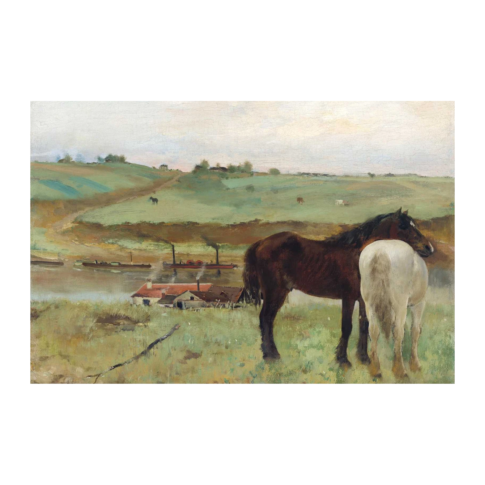 Horses by the River Landscape Wall Art