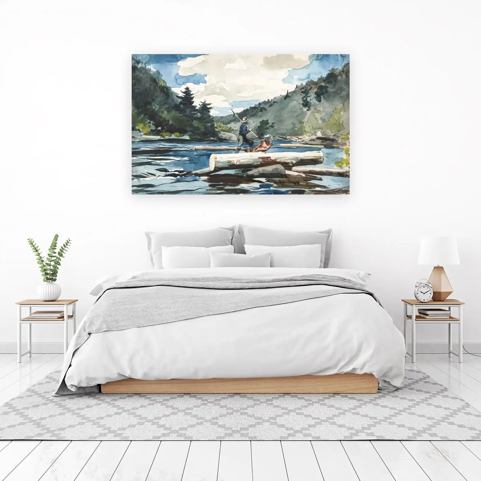River Loggers Vintage Watercolor Wall Art