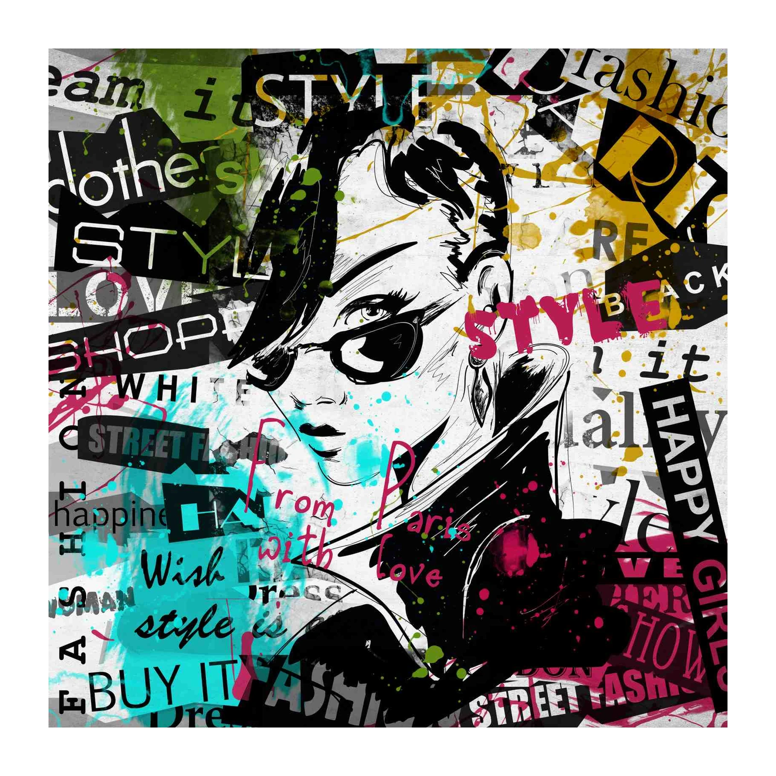 Urban Chic Fashion Girl Graffiti Wall Art