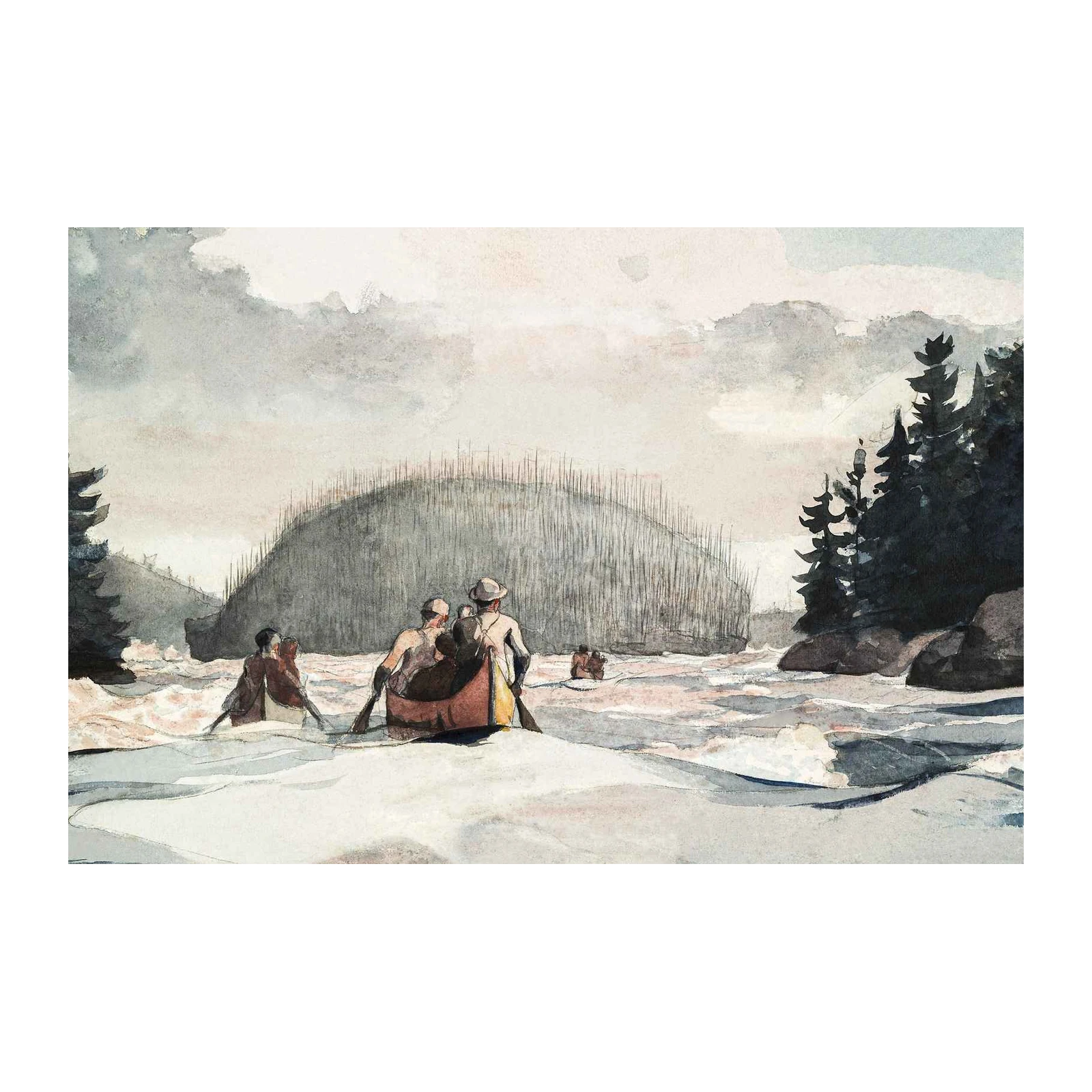 Voyageurs Canoe Adventure Watercolor Wall Art