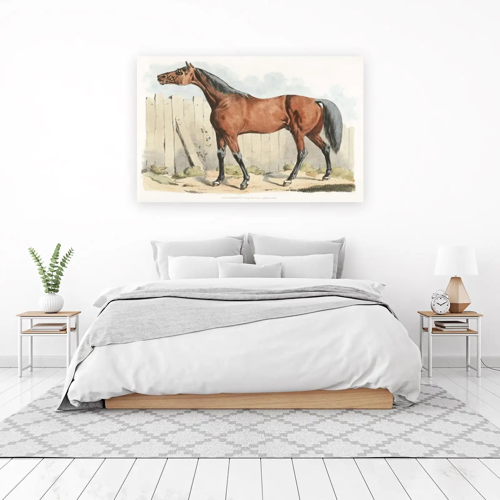 Vintage Bay Horse Portrait Wall Art | Equestrian Art