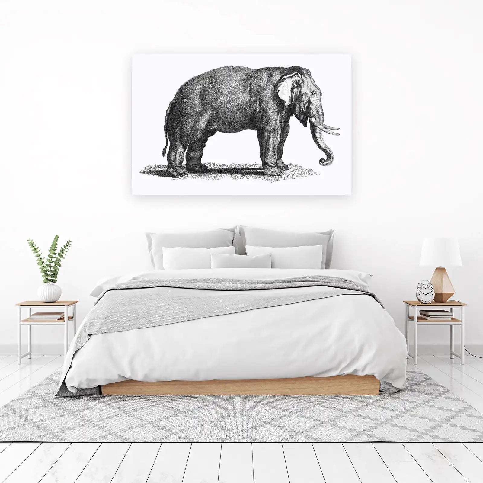 Vintage Elephant Etching Wall Art