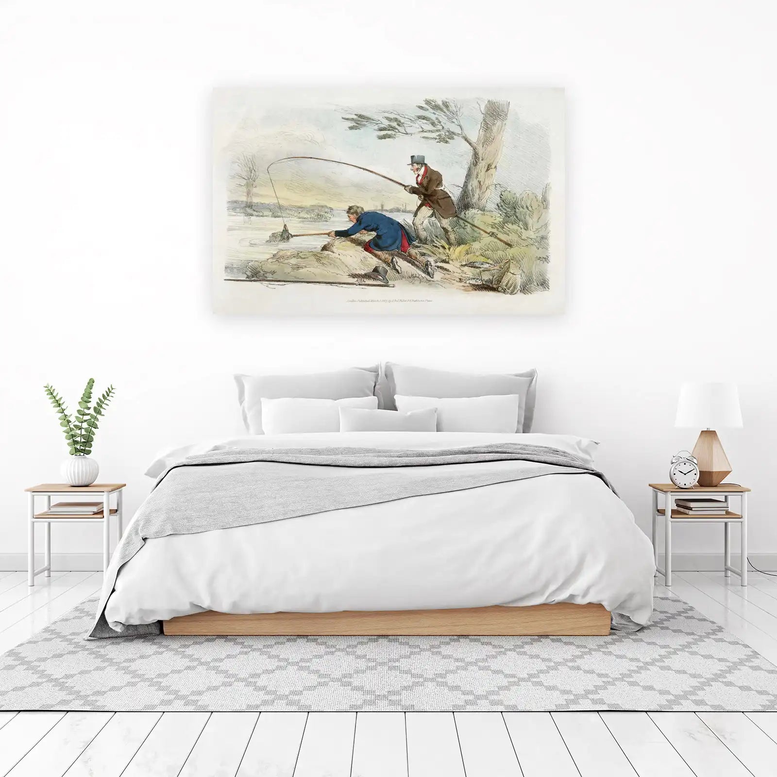 Vintage Fishing Scene Wall Art