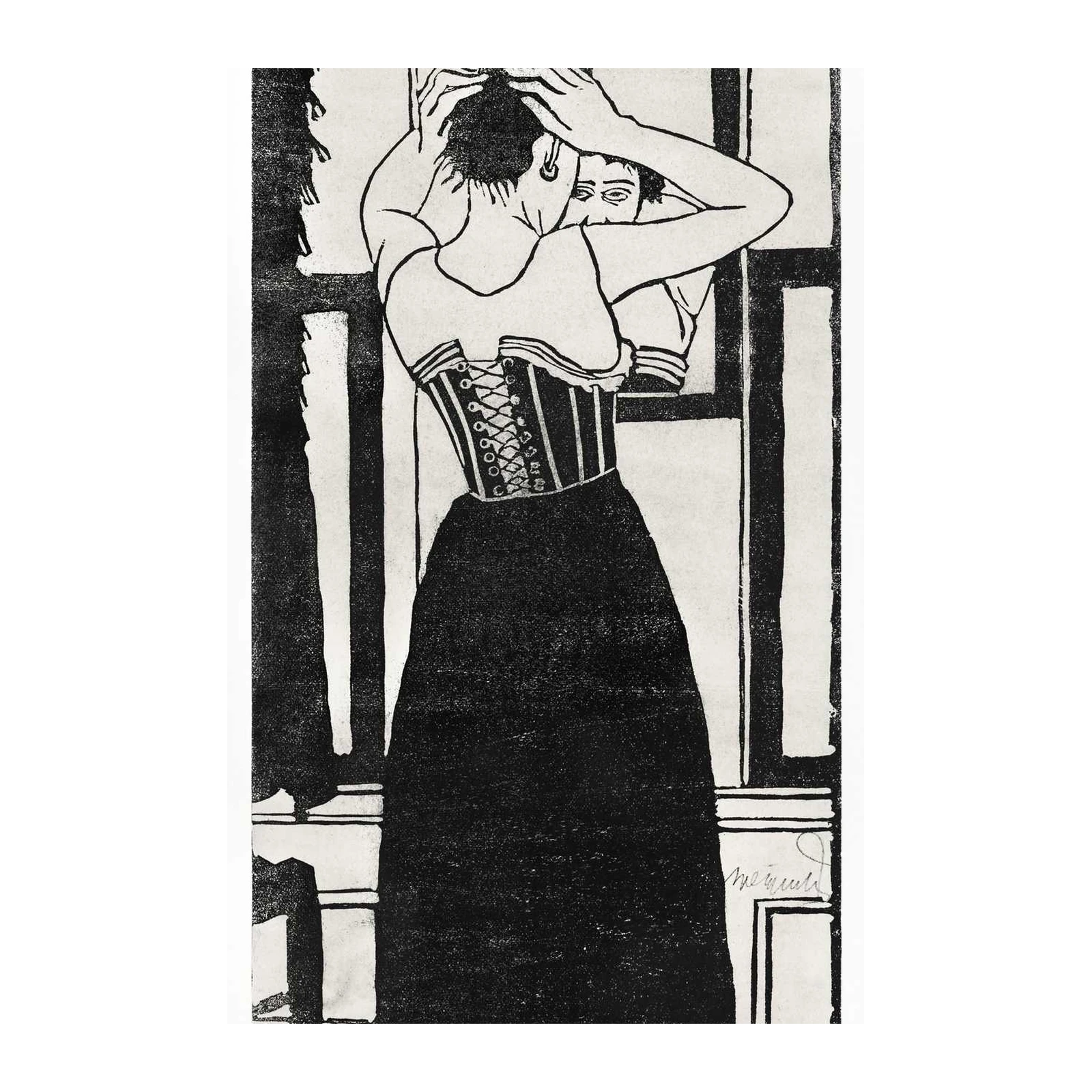 Vintage Woman Corset Silhouette Wall Art