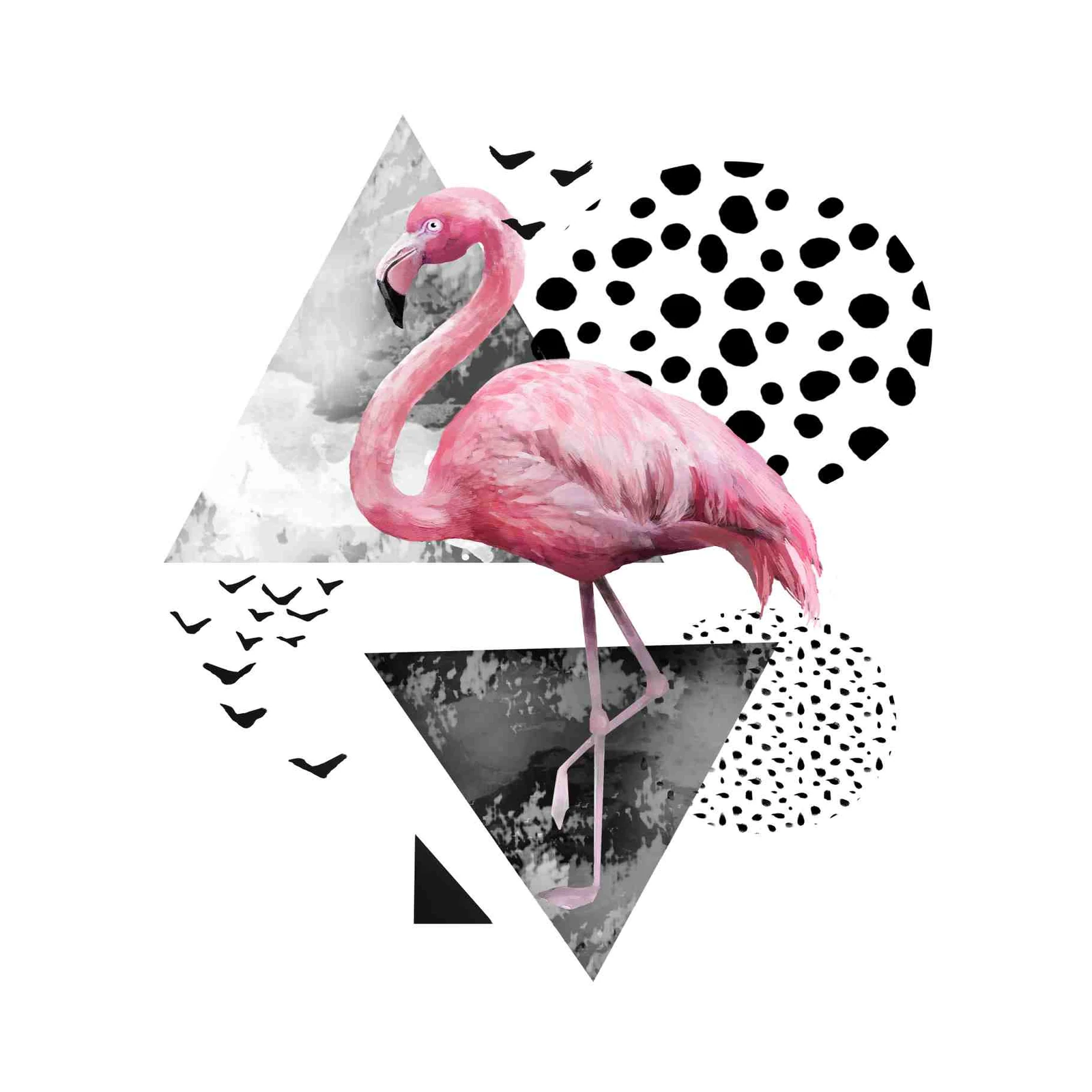 Abstract Pink Flamingo Geometric Wall Art