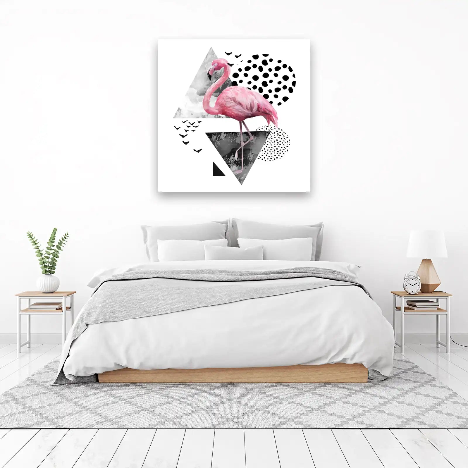 Abstract Pink Flamingo Geometric Wall Art