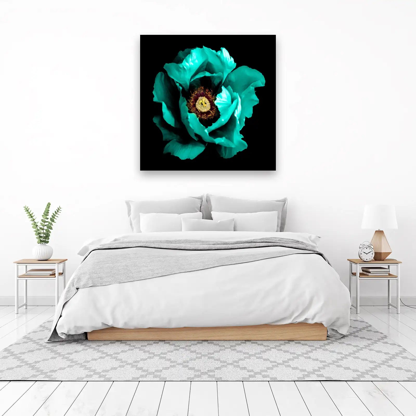 Teal Peony Bloom Wall Art