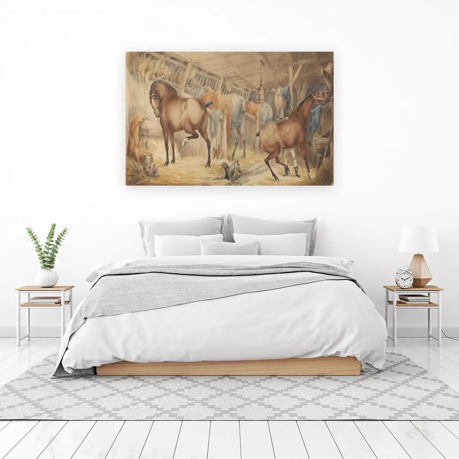 Vintage Horse Stable Watercolour Wall Art