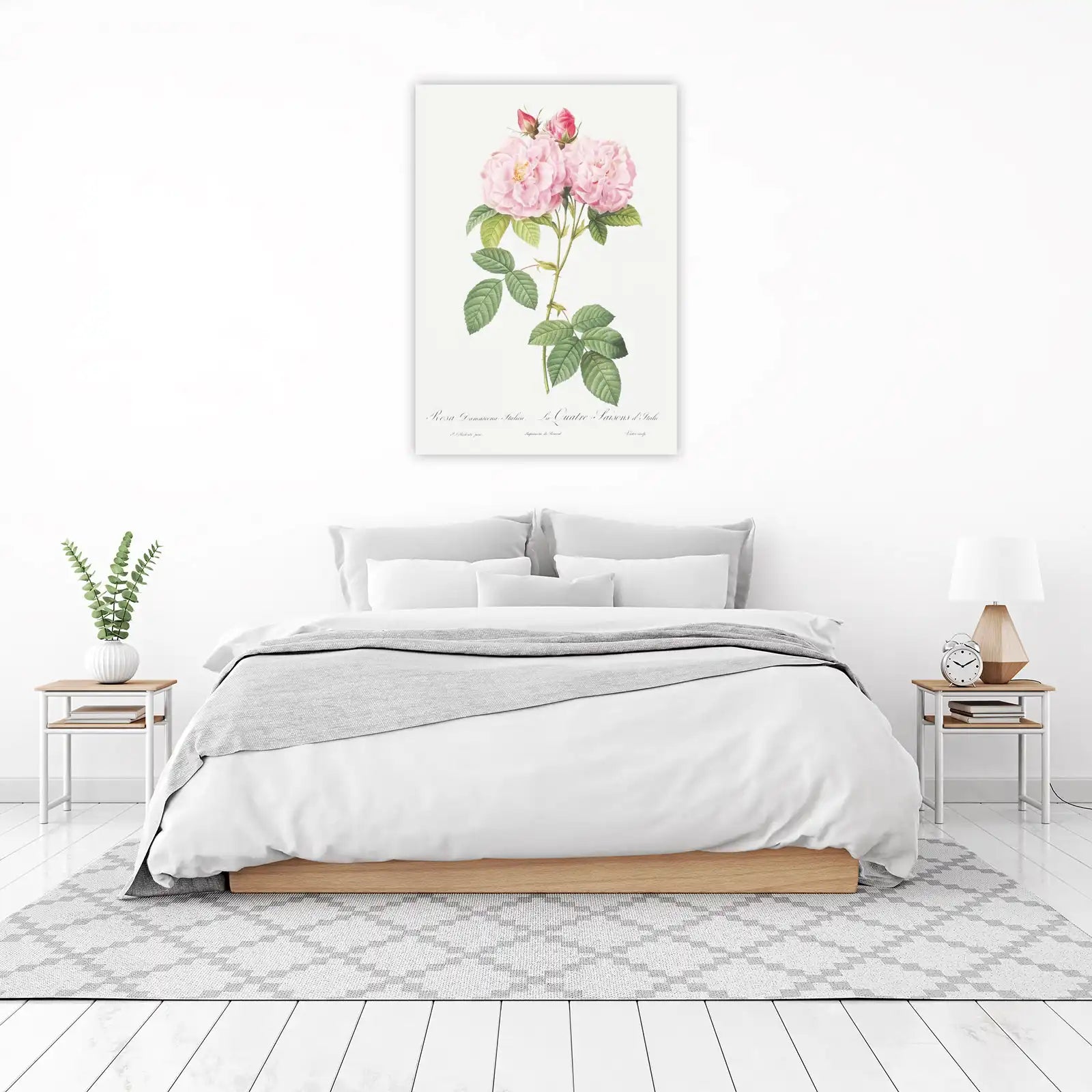 Vintage Pink Rose Botanical Print - Floral Wall Art
