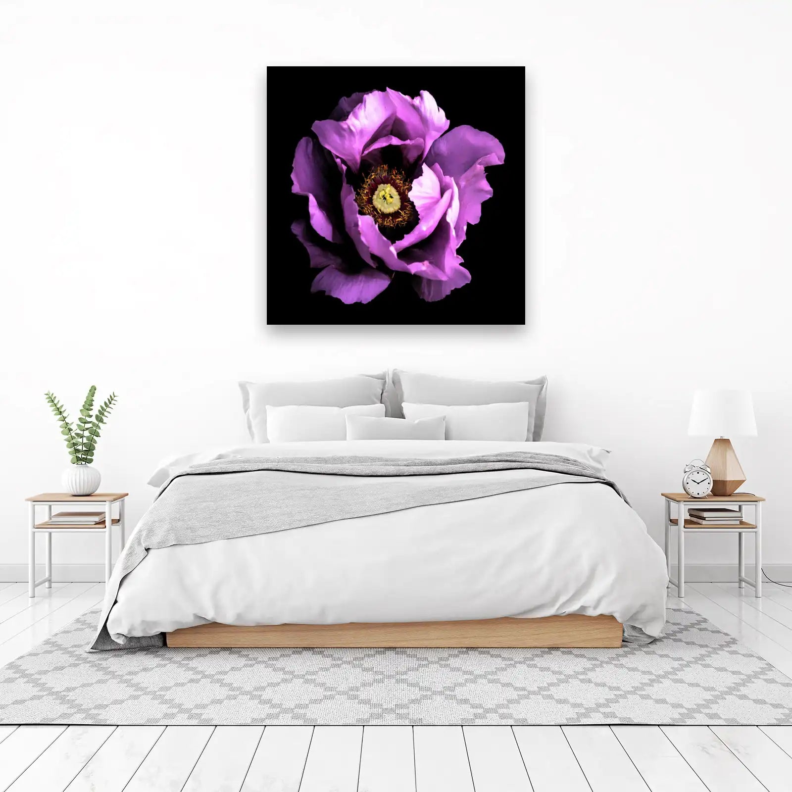 Luminous Purple Peony Floral Wall Art